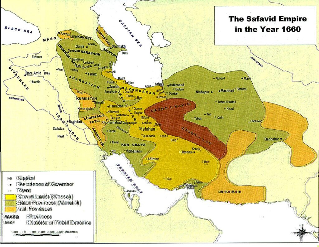karabakh map_Safavid Empire1660 Map of Karabakh as a part of Karabakh Beylerbeylik