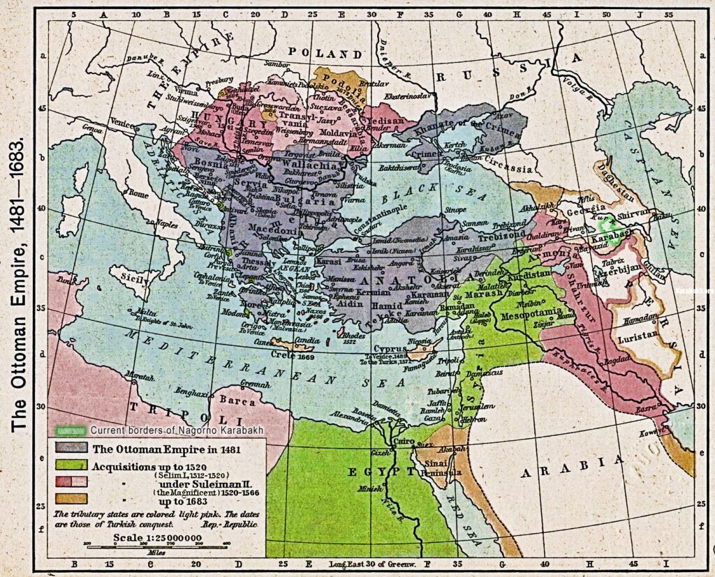 karabakh map-Ottoman_empire_1481-1683 Map of Karabakh during Ottoman-Sadavid wars. XV-XVII cc.
