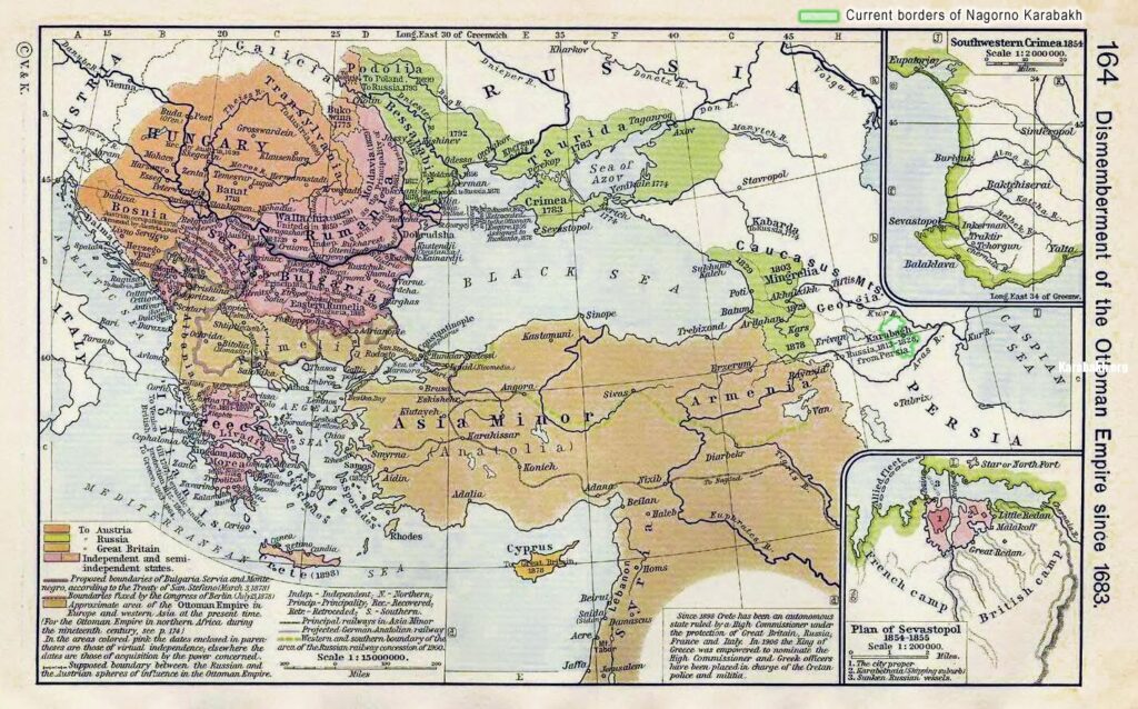 karabakh map-ottoman1683 Map of Karabakh and expansion of Russian Empire in Caucasus. XVII-XIX cc.