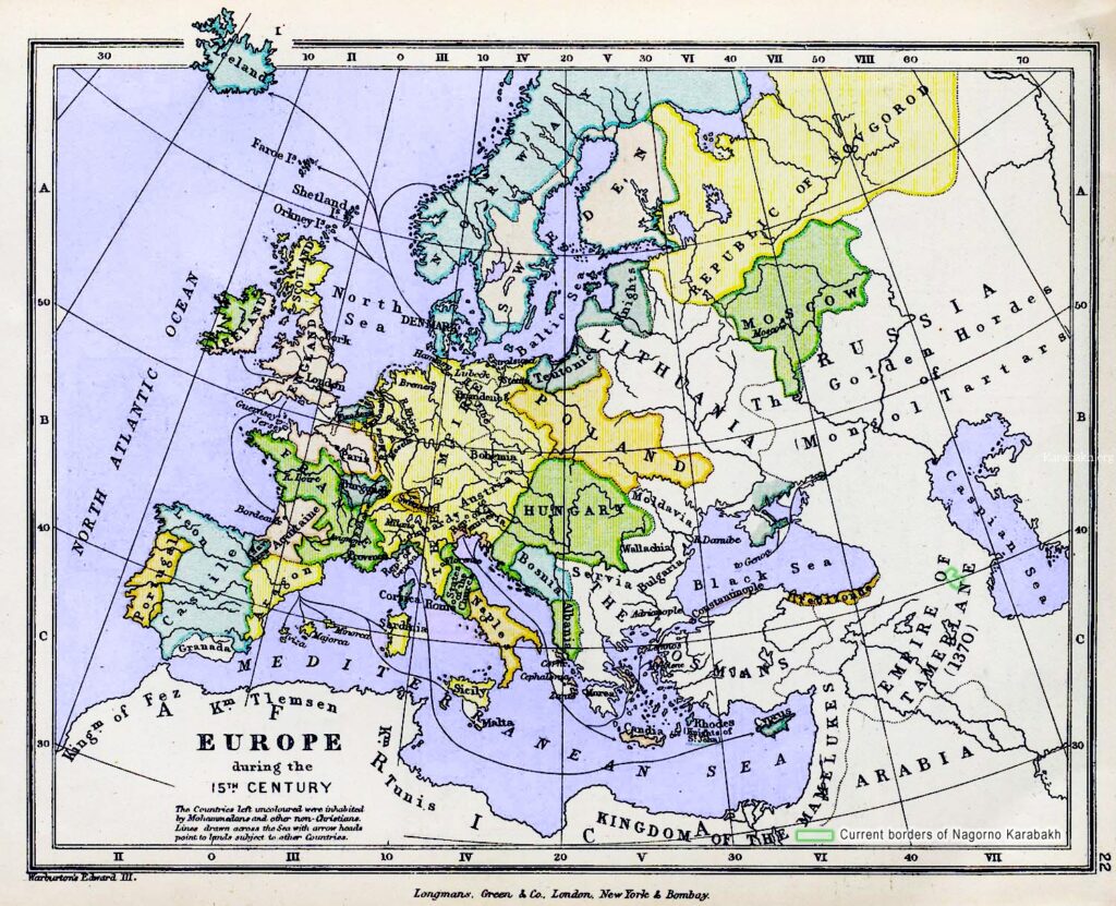 karabakh map_europe_15th Map of Karabakh under Empire of Tamerlane